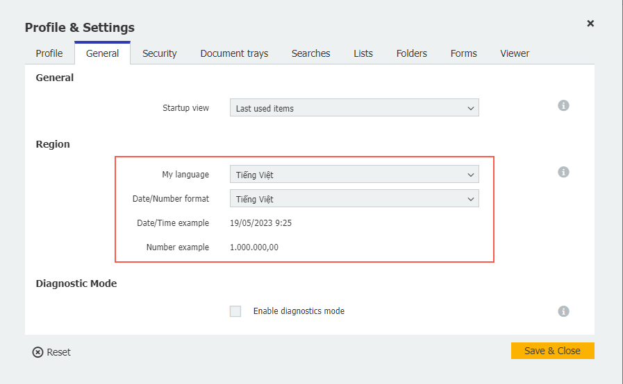 Sprache einstellen EN